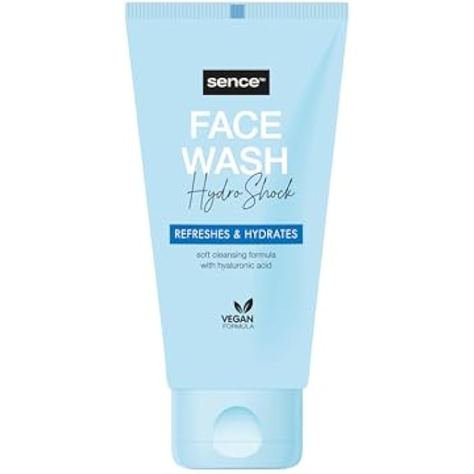 Sence HYDRO SHOCK FACE WASH GEL, BEAUTY FACE WASH FACE CARE, VEGAN COSMETICS WITH CASTOR OIL, GLYCERINE AND PANTHENOL, DAILY FACE CARE FOR MEN AND WOMEN, PACK OF 1 (1 X 150 ML) - Image 1